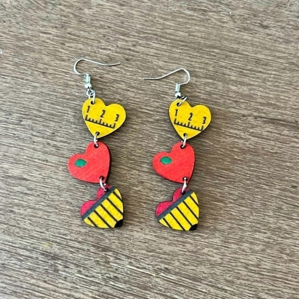 NEW! Wooden teacher earrings!‎